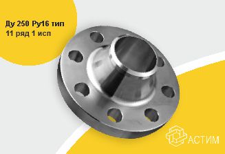 Фланец сталь воротниковый Ду 250 Ру16 тип 11 ряд 1 исп. B ГОСТ 33259-2015, DN 250