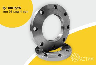 Фланец сталь плоский Ду 100 Ру25 тип 01 ряд 1 исп. B ГОСТ 33259-2015, DN 100