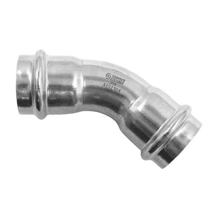 Отвод нерж AISI304 Дн15х45гр пресс FS101 SantechSystems